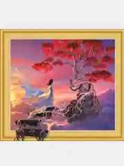 Коралловый меланж алмазная мозаика "Пейзажи", на подрамнике, 40 х 50