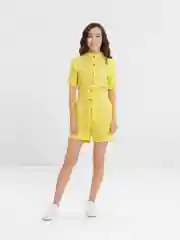 Желтый комбинезон с шортами женский