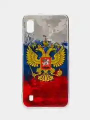 Синий силиконовый чехол на Samsung Galaxy A10 / Самсунг А10 прозрачный с рисунком, защита камеры