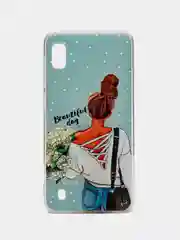 Тёмно-серый силиконовый чехол на Samsung Galaxy A10 / Самсунг А10 прозрачный с рисунком, защита камеры