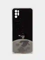 Серебряный силиконовый чехол на Tecno Pova 2 / Текно Пова 2 прозрачный, с рисунком, защита камеры