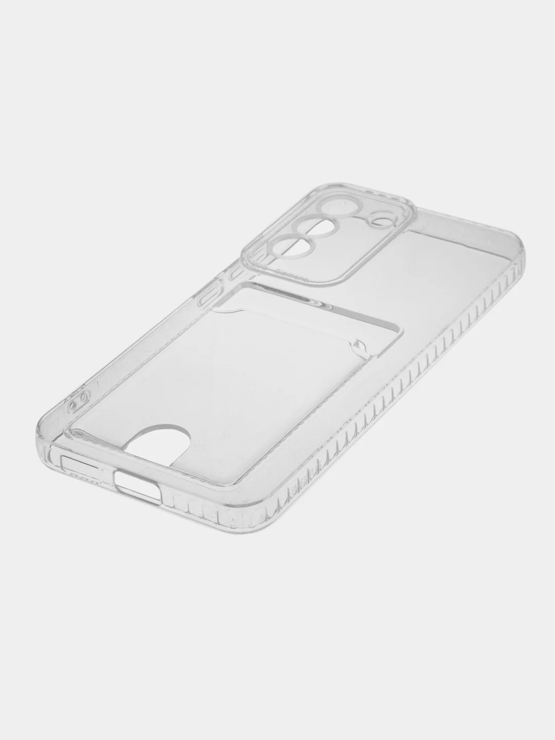 Прозрачный чехол для Samsung Galaxy S22+ силиконовый BROSCORP с кармашком и защитой камер, картхолдер