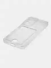 Прозрачный чехол для Samsung Galaxy S22+ силиконовый BROSCORP с кармашком и защитой камер, картхолдер