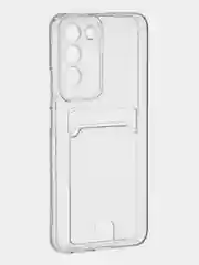 Прозрачный чехол для Samsung Galaxy S22+ силиконовый BROSCORP с кармашком и защитой камер, картхолдер
