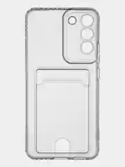 Прозрачный чехол для Samsung Galaxy S22+ силиконовый BROSCORP с кармашком и защитой камер, картхолдер