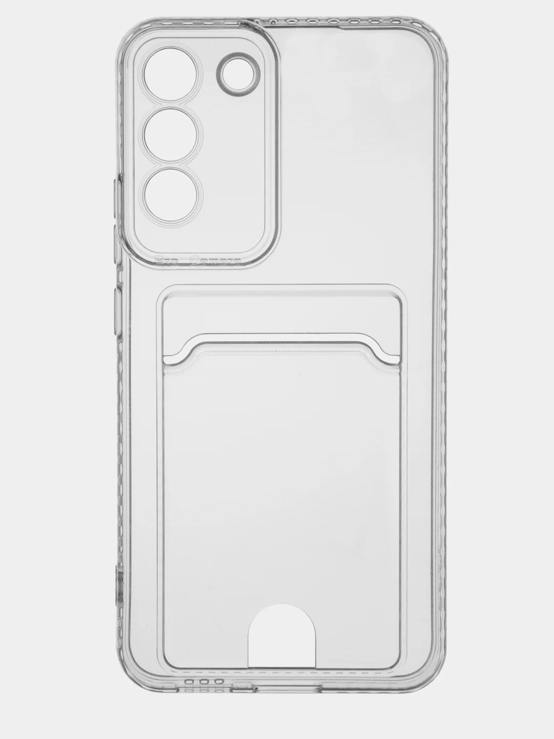 Прозрачный чехол для Samsung Galaxy S22+ силиконовый BROSCORP с кармашком и защитой камер, картхолдер