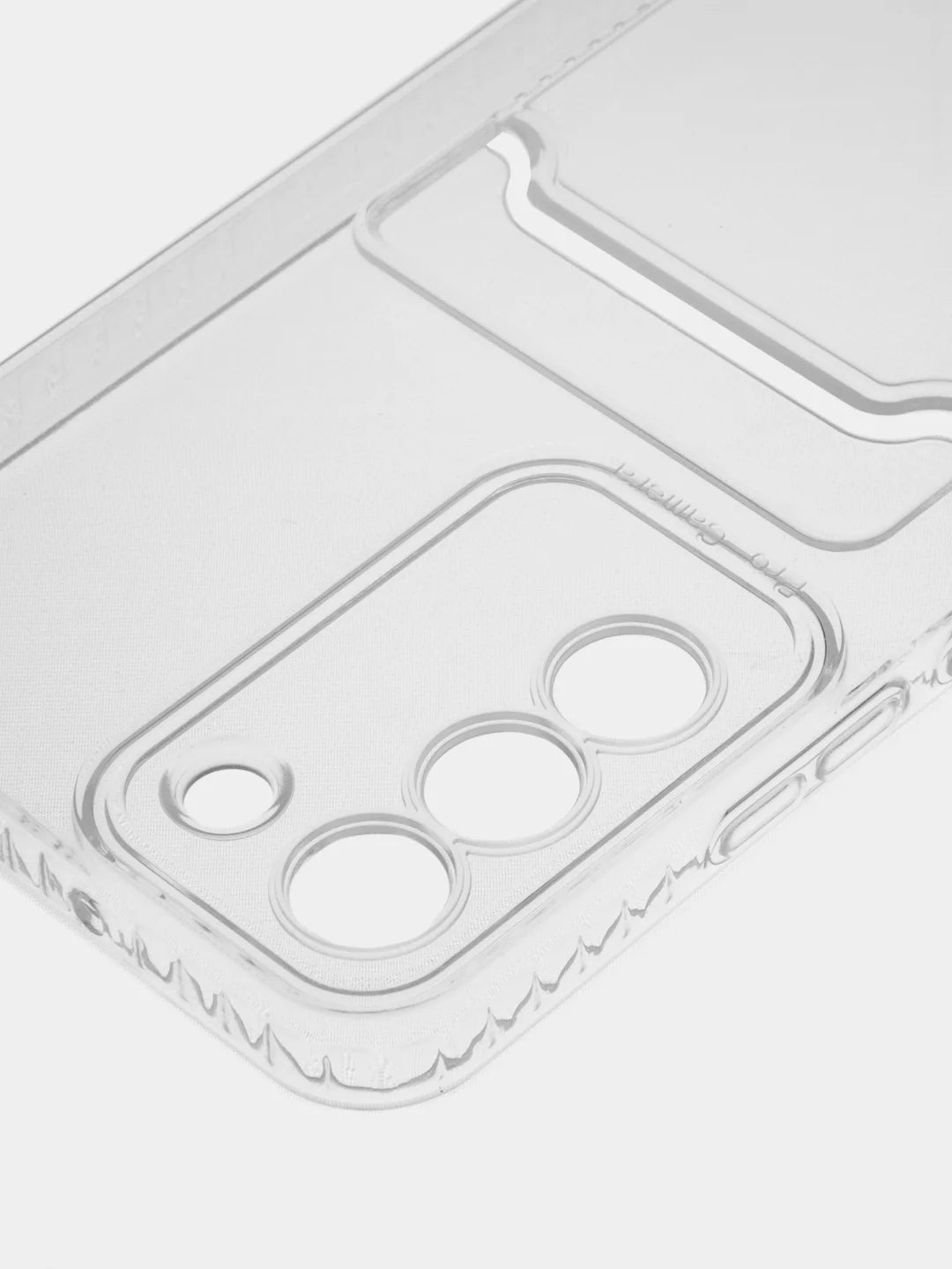 Прозрачный чехол для Samsung Galaxy S22+ силиконовый BROSCORP с кармашком и защитой камер, картхолдер