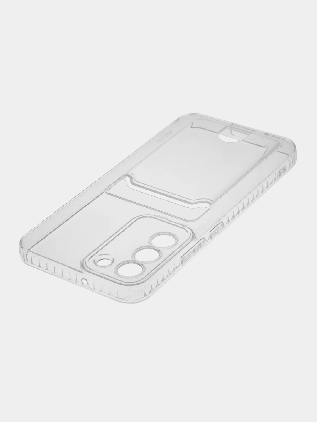 Прозрачный чехол для Samsung Galaxy S22+ силиконовый BROSCORP с кармашком и защитой камер, картхолдер