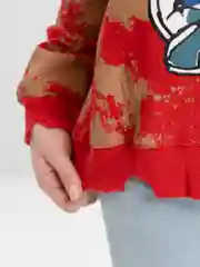 Красный худи с принтом, карманами