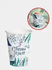 Белый стаканы бумажные, белые с весенней тематикой , 50 шт