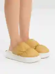 Горчичный тапочки домашние, дутые