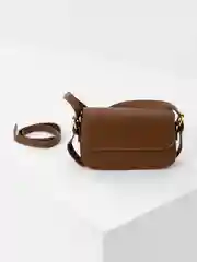 Коричневый женская сумка с клапаном, твердый корпус