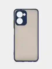 Синий чехол Realme C33 / Реалми С33 пластиковый, матовый, с цветными кнопками