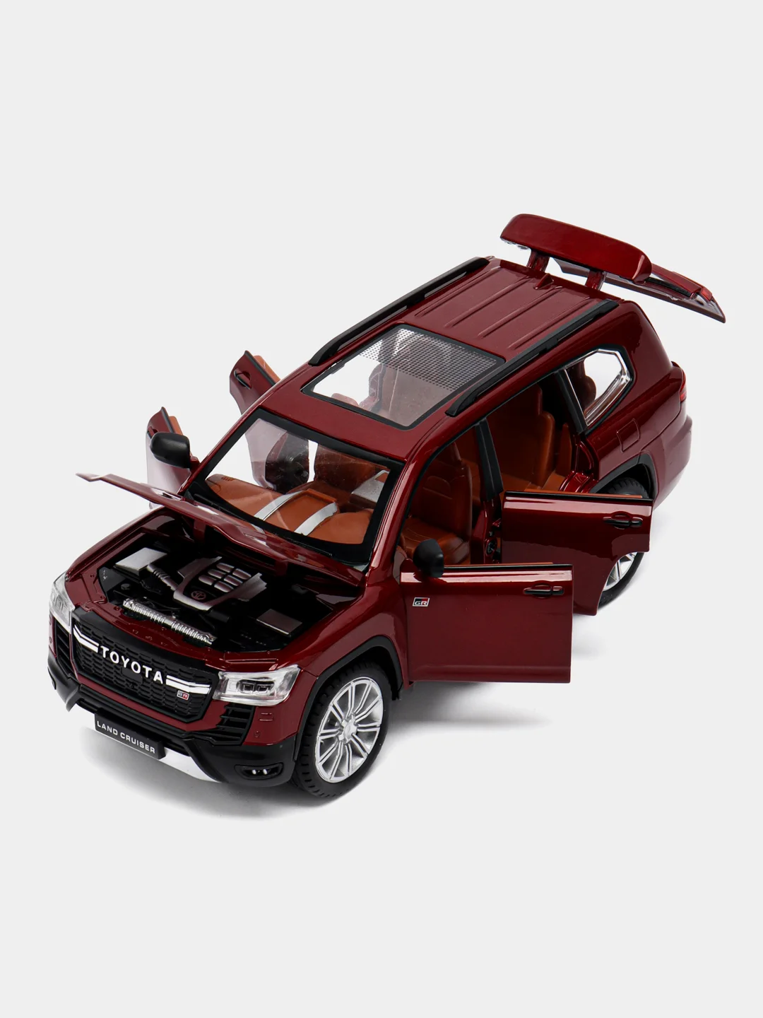 Бордовый металлическая модель Toyota Land Cruiser 300 в масштабе 1:24