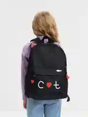 Черный школьный рюкзак Cat c ушками, 4 в 1 : рюкзак, сумка-шоппер, пенал, кошелек