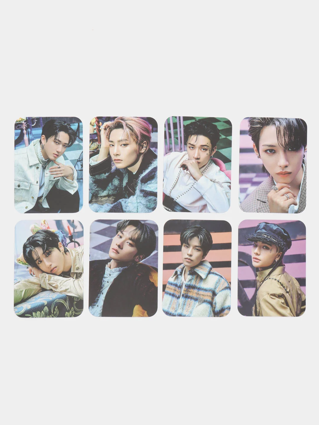 Розовый карточки k-pop "Stray Kids", ламинированные, 8 штук