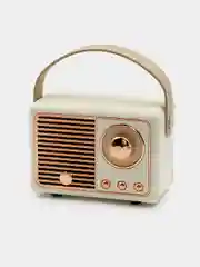 Белый колонка блютуз портативная "Ретро радио", Fm, USB, Bluetooth