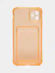 Оранжевый чехол с карманом для карт iPhone XR, 11, 12, 13, 14, 15, Pro, Pro Max, Plus, 7, 8, айфон