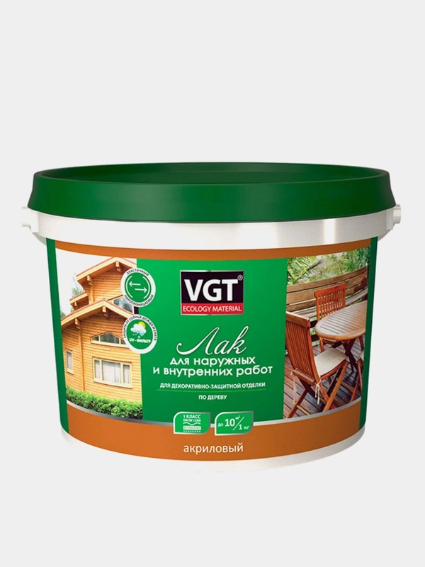Лак акриловый для защиты и отделки прозрачный, VGT 0,9 / 2,2 кг