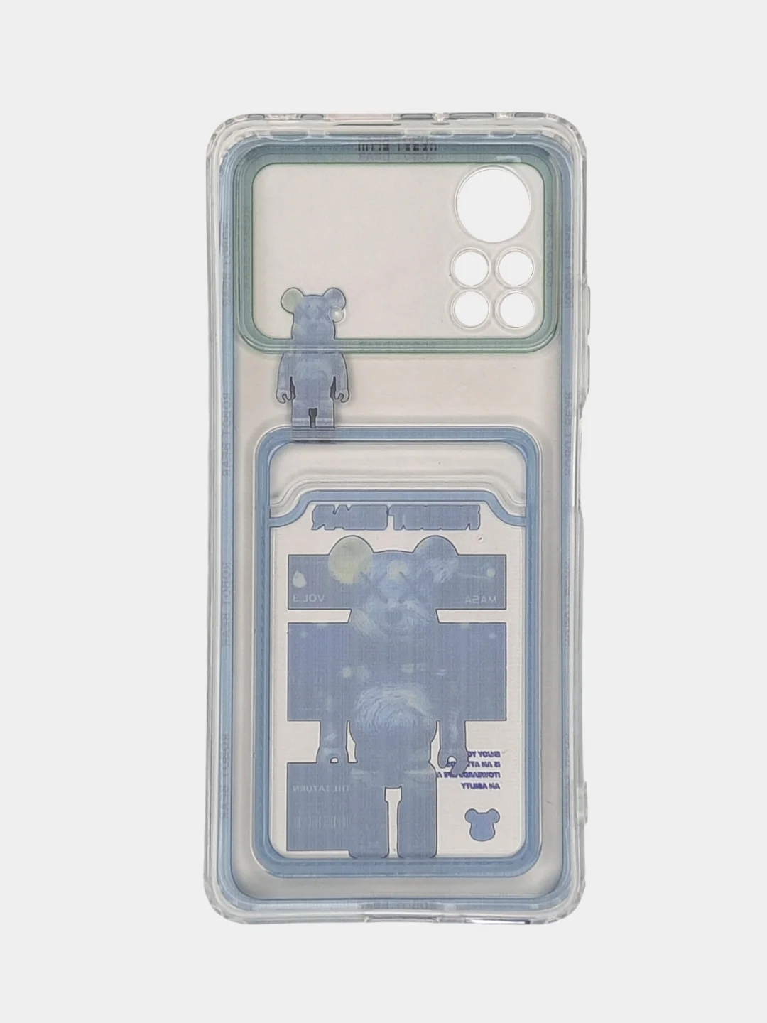 Чехол Xiaomi Poco X4 Pro (Сяоми Поко Х4 Про), прозрачный, с карманом для карты, с рисунком