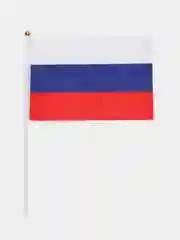 Синий флаг "России" и "9 мая", шток, 30 см