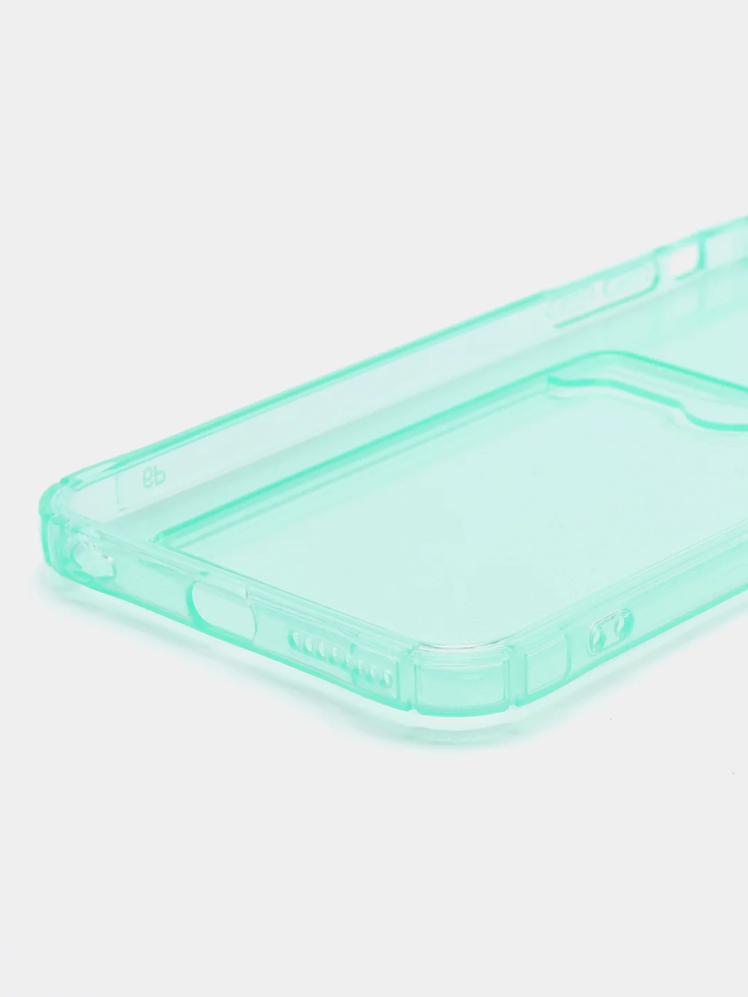Бирюзовый чехол iPhone 11, 15 Pro, 14 Max, 13, 12, XR, XS, 6, 7, 8 Plus, SE, с карманом для карт, прозрачный