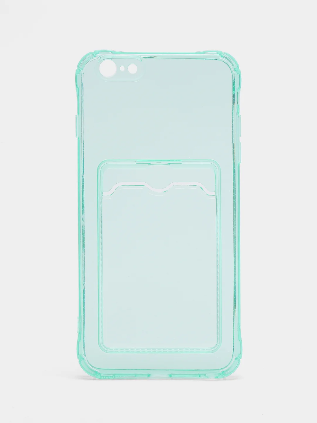 Бирюзовый чехол iPhone 11, 15 Pro, 14 Max, 13, 12, XR, XS, 6, 7, 8 Plus, SE, с карманом для карт, прозрачный