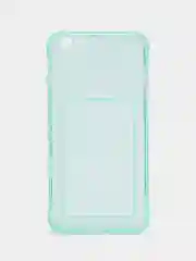 Бирюзовый чехол iPhone 11, 15 Pro, 14 Max, 13, 12, XR, XS, 6, 7, 8 Plus, SE, с карманом для карт, прозрачный
