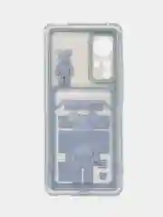 Голубой чехол Xiaomi 12, 12S, 12X, прозрачный, с карманом для карты, с рисунком