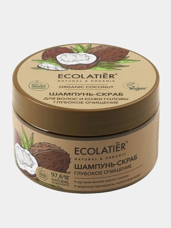 Шампунь-скраб для волос и кожи головы Ecolatier GREEN "Глубокое Очищение", 300 г