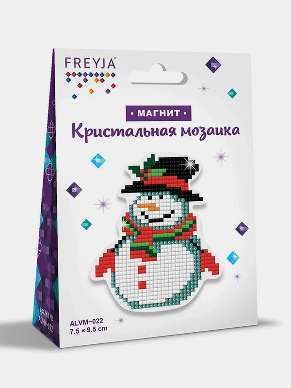 Кристальная (алмазная) мозаика  "ФРЕЯ"ALVM-022   магнит "Снеговичок"
