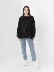 Oversized свитшот с крупными швами  наружу, черный