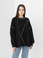 Oversized свитшот с крупными швами  наружу, черный