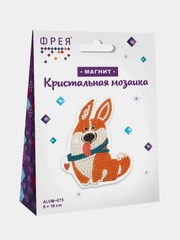 Кристальная (алмазная) мозаика  "ФРЕЯ"ALVM-073   магнит "Корги-озорник"