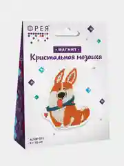 Кристальная (алмазная) мозаика  "ФРЕЯ"ALVM-073   магнит "Корги-озорник"