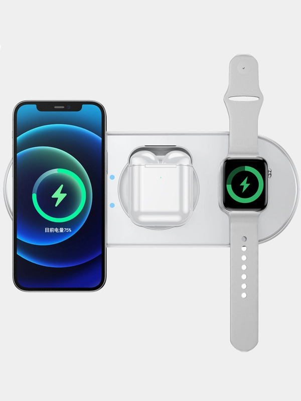 Беспроводная зарядка Wireless Fast Charger, 15W, 3 в 1
