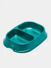 Зеленый двойная миска для кошек