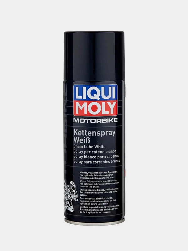 Белая цепная смазка для мотоциклов Liqui Moly Motorbike Kettenspray weiss 0,4 л