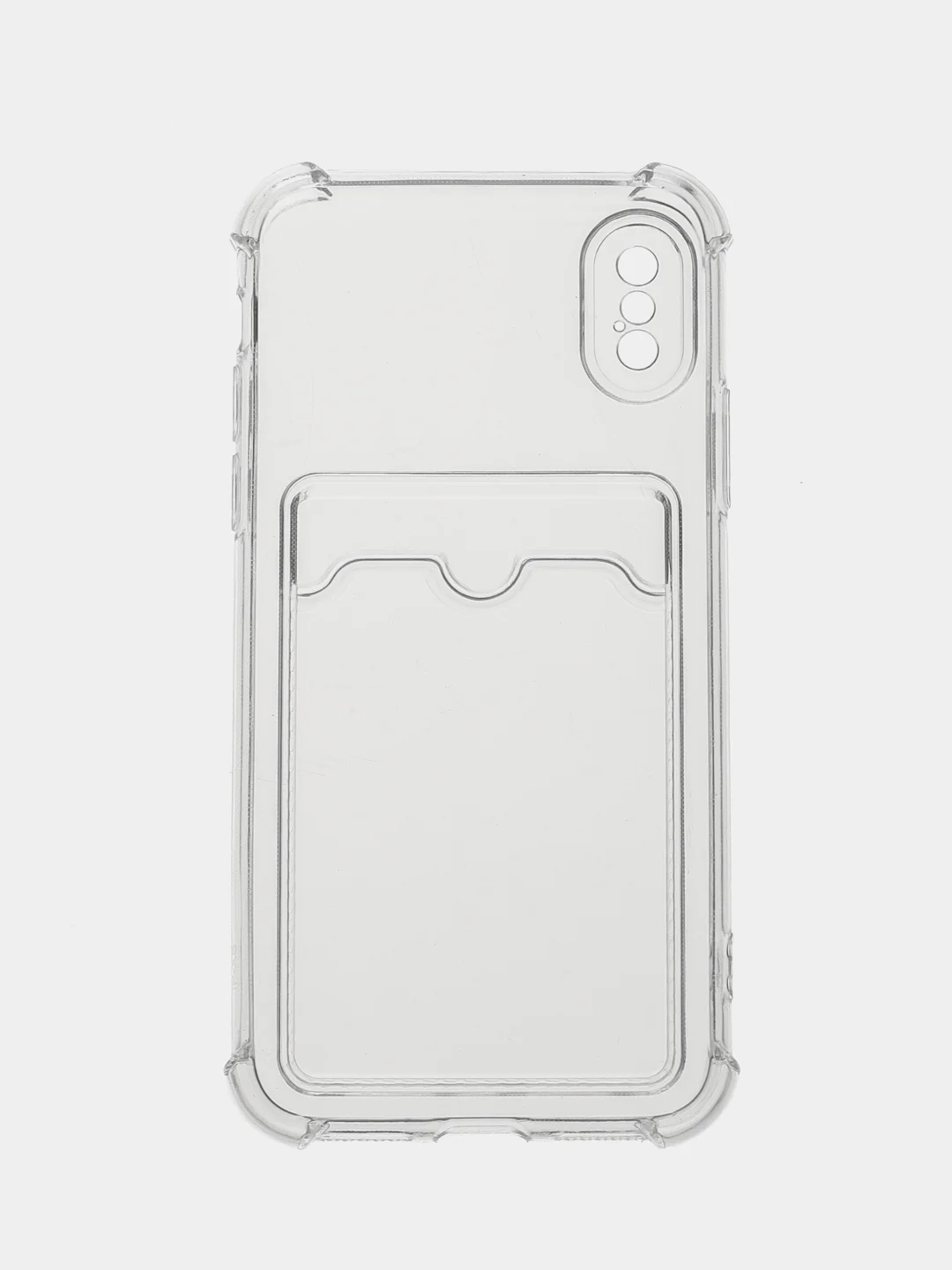 Голубой чехол для iPhone 11/12/13/14/Pro/Max/XR/7/8 прозрачный с отделом-карманом отсеком для карт