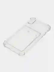 Голубой чехол для iPhone 11/12/13/14/Pro/Max/XR/7/8 прозрачный с отделом-карманом отсеком для карт