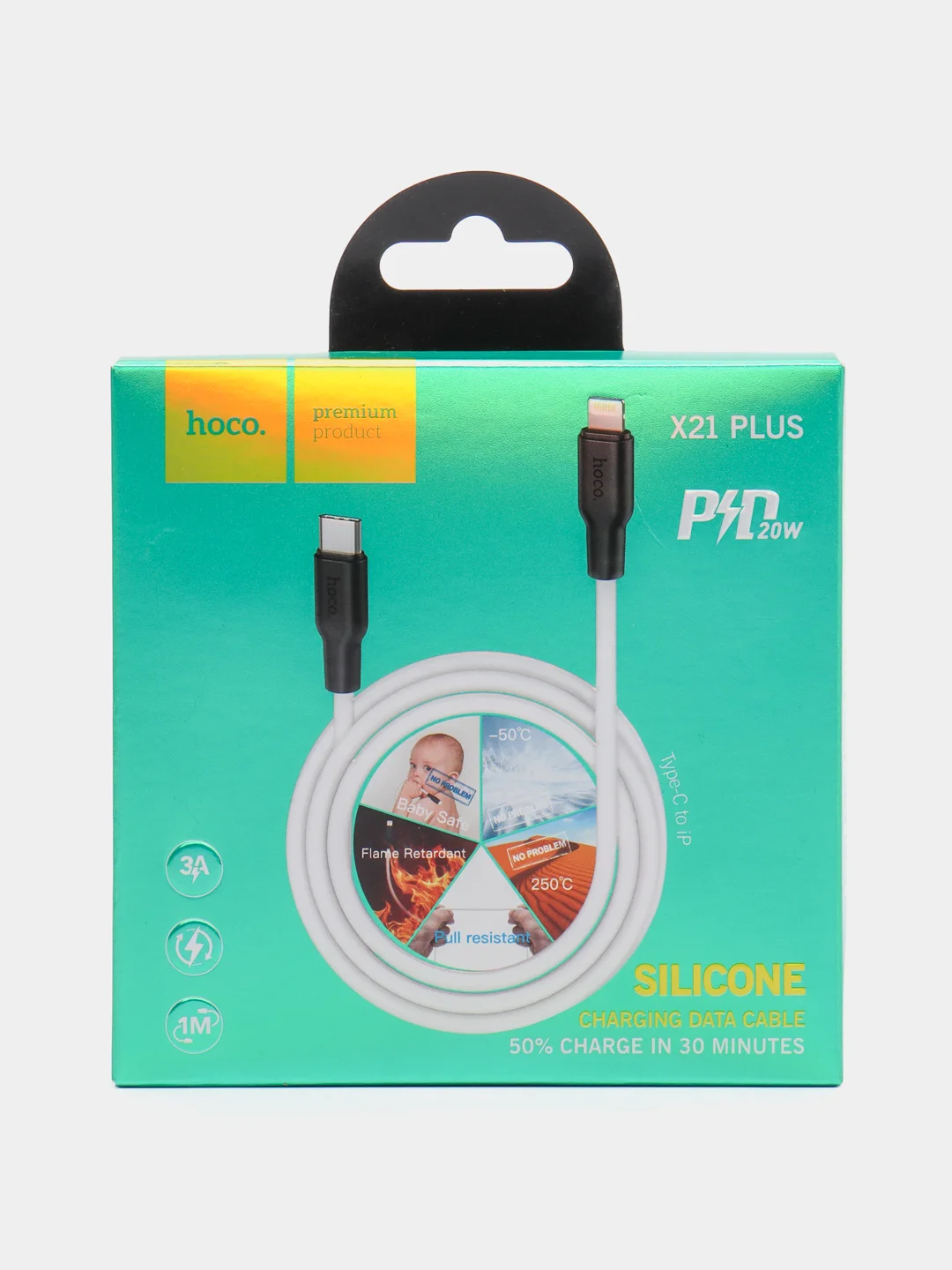 Белый кабель силиконовый Type-C - Lightning Hoco X21 Plus (PD) Для iPhone, iPad, iPod, AirPods
