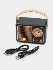 Черный колонка блютуз портативная "Ретро радио", Fm, USB, Bluetooth