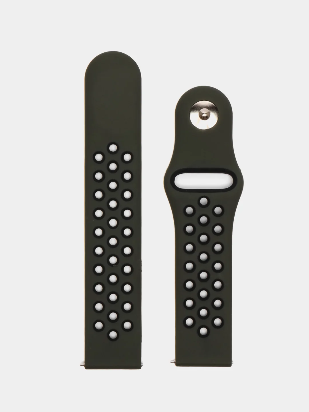 Зелёный хаки силиконовый ремешок для Xiaomi Amazfit Bip, Huawei, Haylou, Samsung, 20 мм, с кнопкой