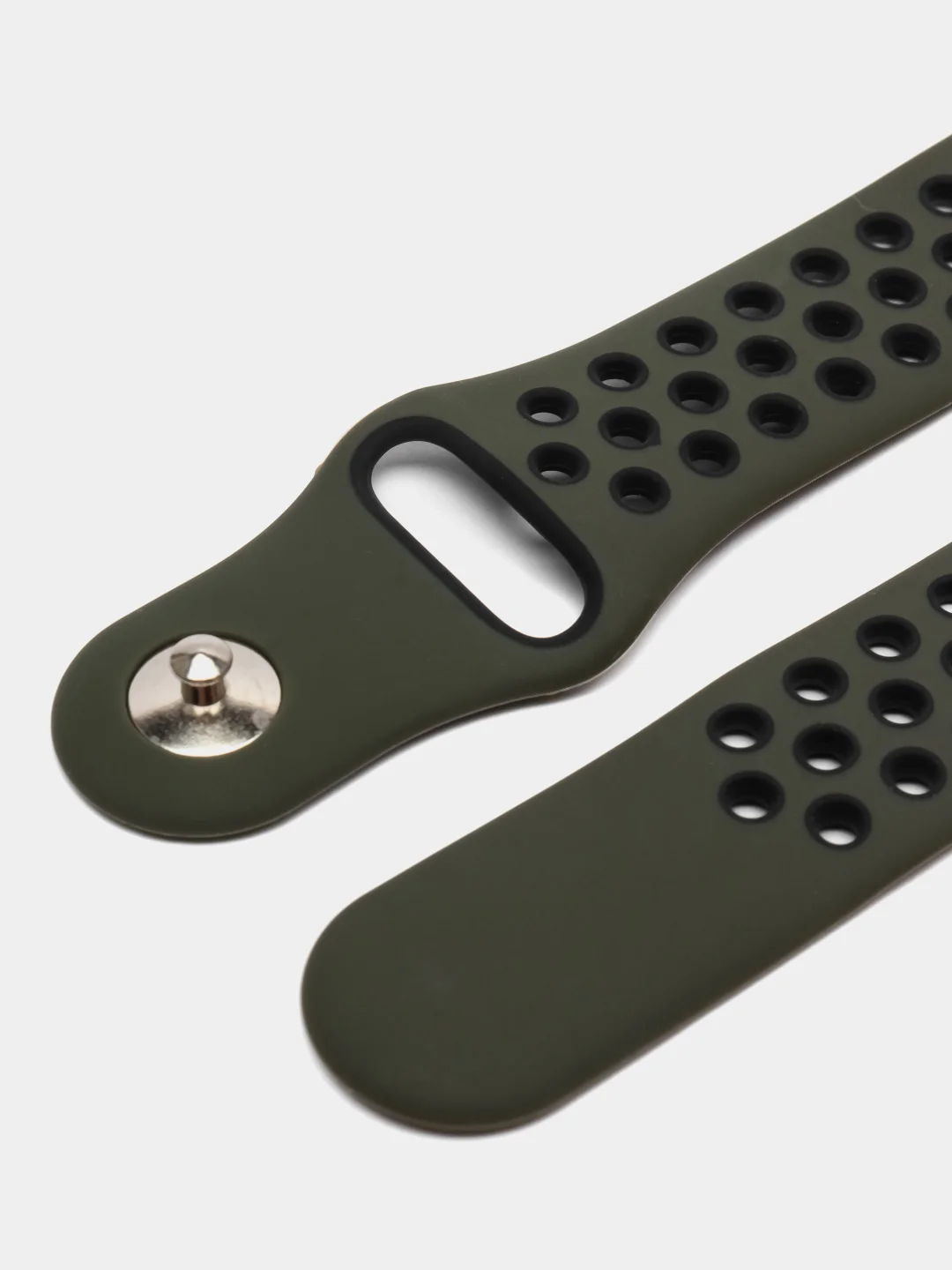 Зелёный хаки силиконовый ремешок для Xiaomi Amazfit Bip, Huawei, Haylou, Samsung, 20 мм, с кнопкой