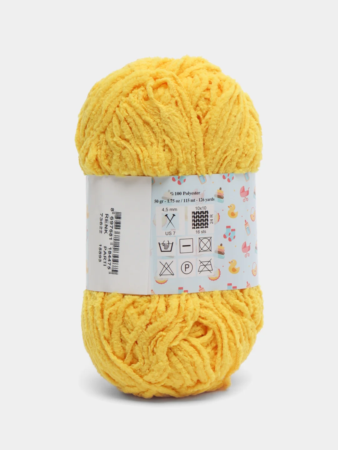 Желтый пряжа плюшевая Himalaya "Baby Soft", 100% полиэстер, 115 м, 50 г