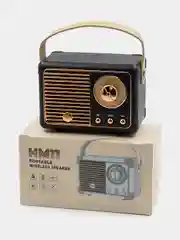 Черный колонка блютуз портативная "Ретро радио", Fm, USB, Bluetooth