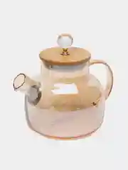 Медный чайник заварочный, стеклянный, с бамбуковой крышкой, 1000 мл