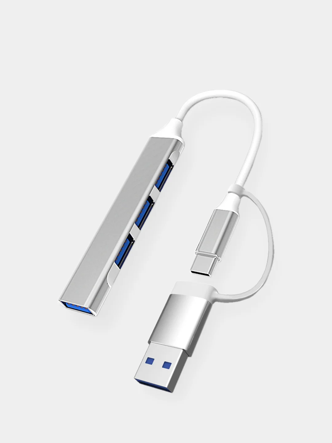 Серый usb hub концентратор универсальный usb 3.0 type-c 4 в 1