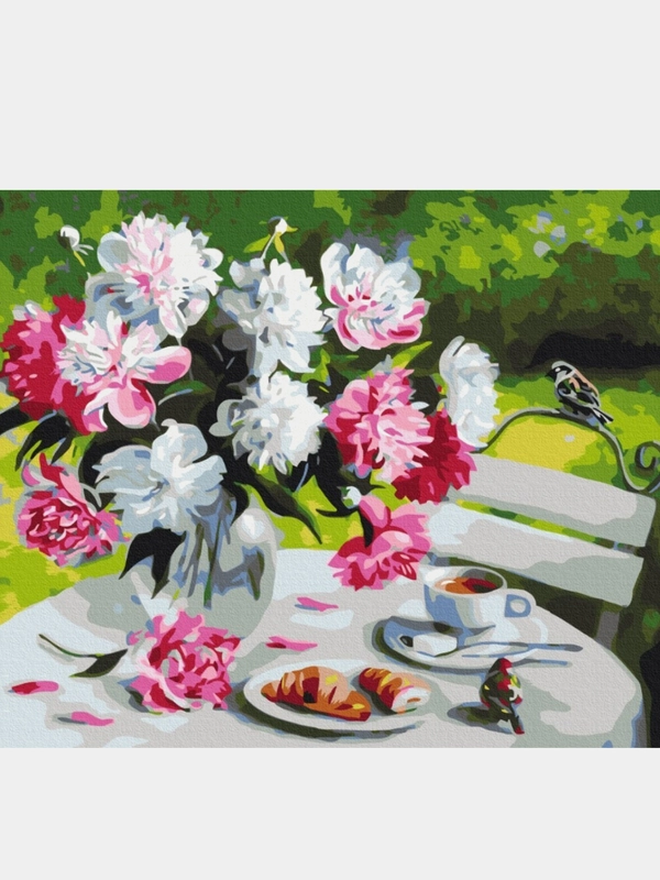 Алмазная мозаика на подрамнике "Натюрморт с пионами",40*50 см