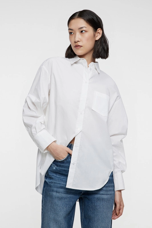 Рубашка женская Befree, oversize, хлопковая, с нагрудным карманом